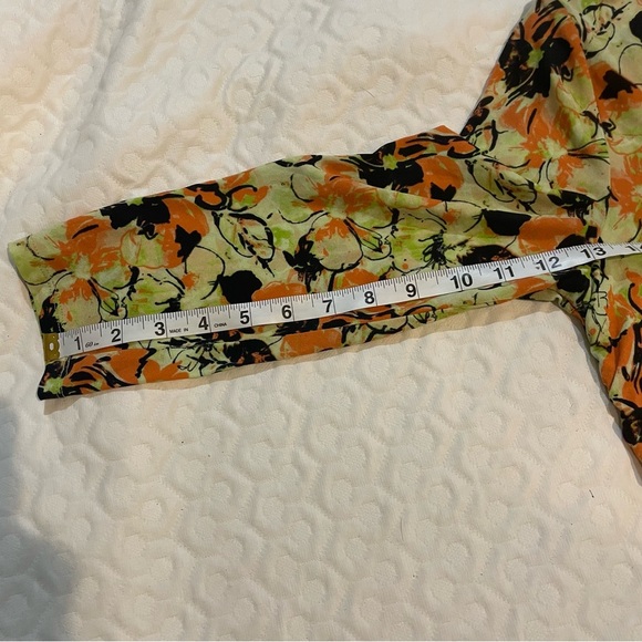 Ellen Tracy Silk Blend Blouse Women’s Medium Floral Print Yellow/Green Ruched - Picture 8 of 8